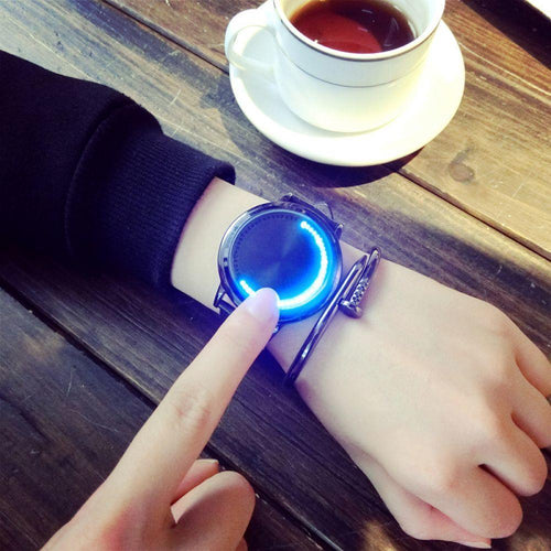 Creative Personality Minimalist Leather Normal Waterproof LED Watch Men And Women Couple Watch Smart Electronics Casual Watches - Watch’store
