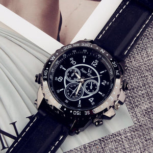 Fashion Buckle Dial Sport Quartz Watch Design Pointer Round Men - Watch’store